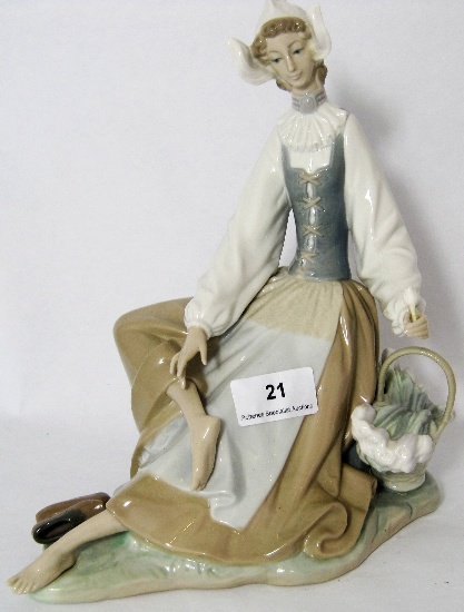 Lladro Figure of Dutch Girl Seated