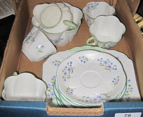 A Shelley part Teaset in the Blue Rock