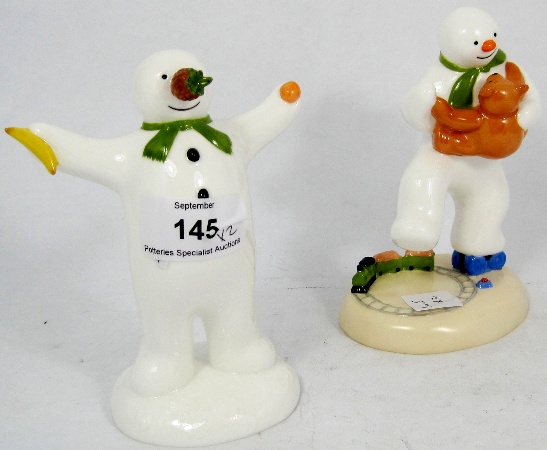 Coalport Snowmen Figures Dancing 157ebb