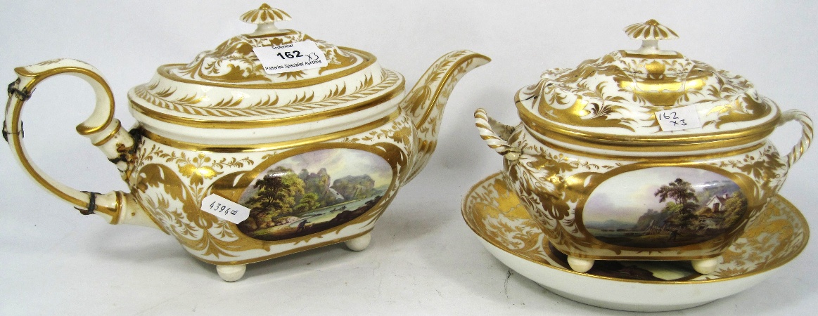 Early Crown Derby Teapot Depicting