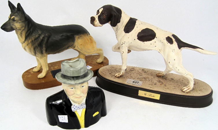 Beswick Pointer on Ceramic Plinth 3011