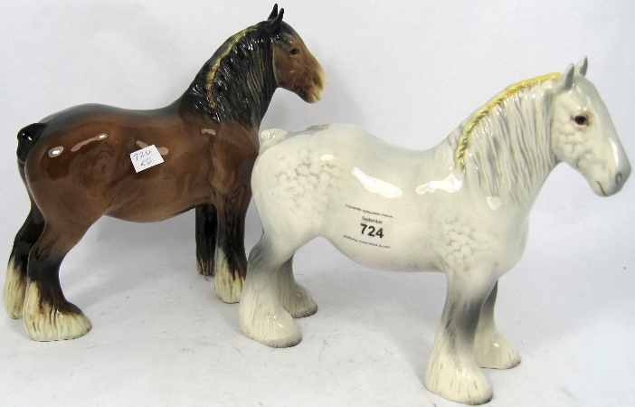 Beswick Shire Horses in Grey and