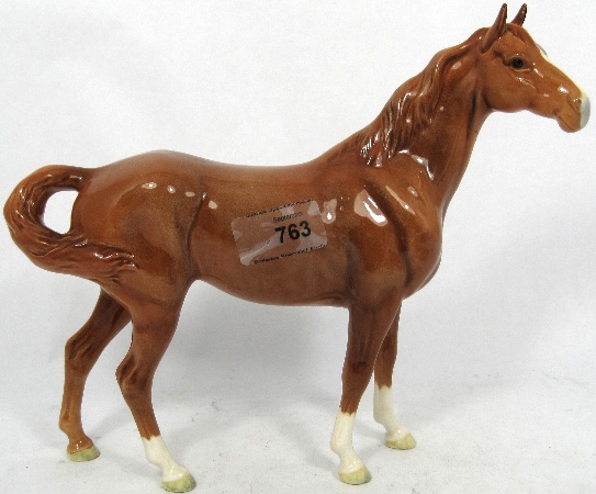 Beswick Chestnut Swishtail Horse 1182