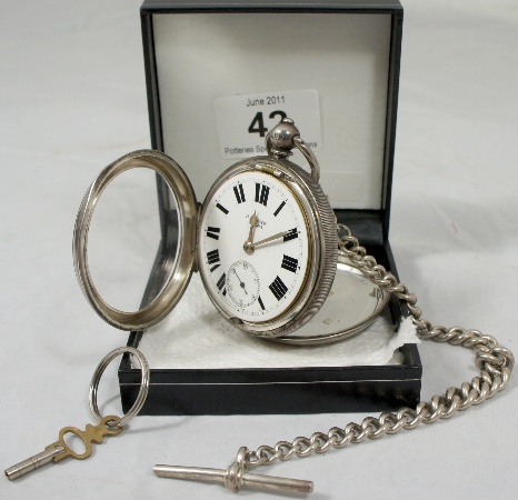 Silver Pocket Watch and Chain Watchmaker 1580cf