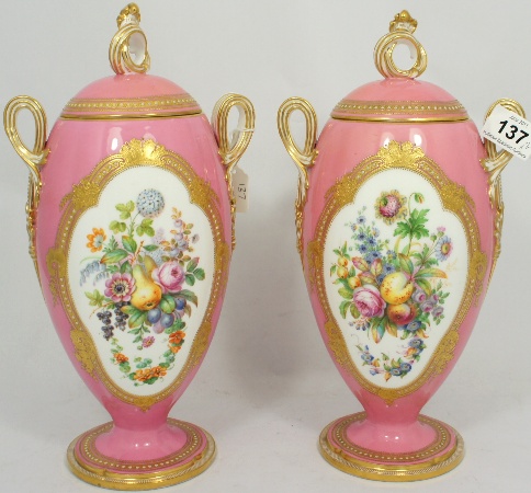 A Pair Coalport Vases and Covers 158119