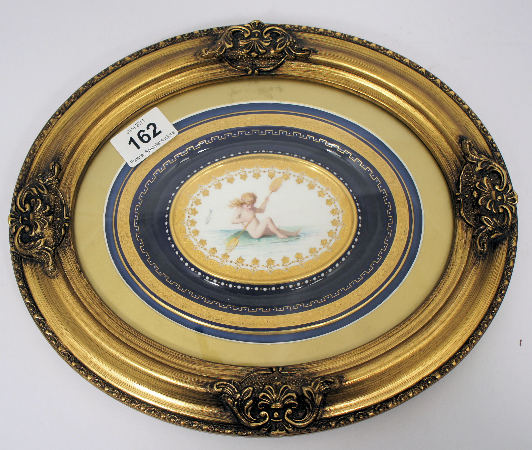 Minton gilded oval plaque handpainted