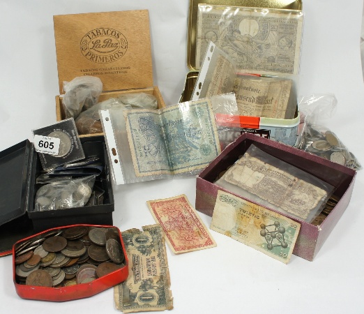 A collection of various coins and