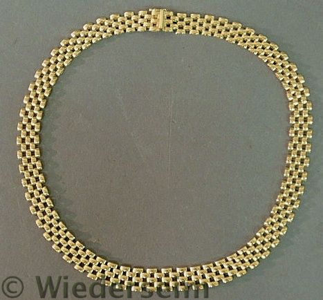 Ladies 14k y.g. basket weave necklace