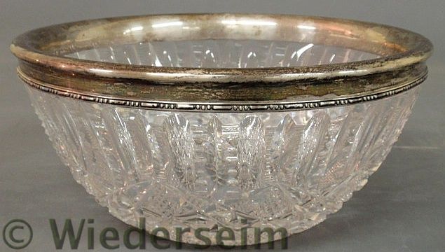 Cut glass centerpiece bowl with a sterling