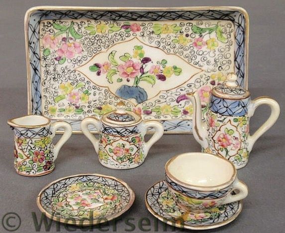 Sevres porcelain miniature tea service.