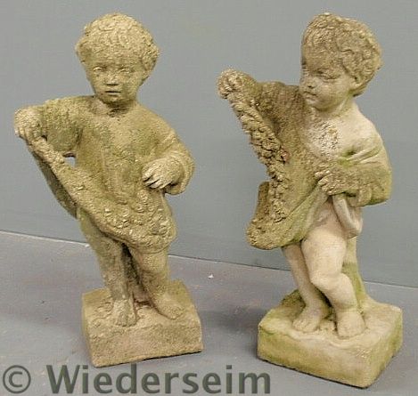 Pair of cast stone putti figures 1582d1