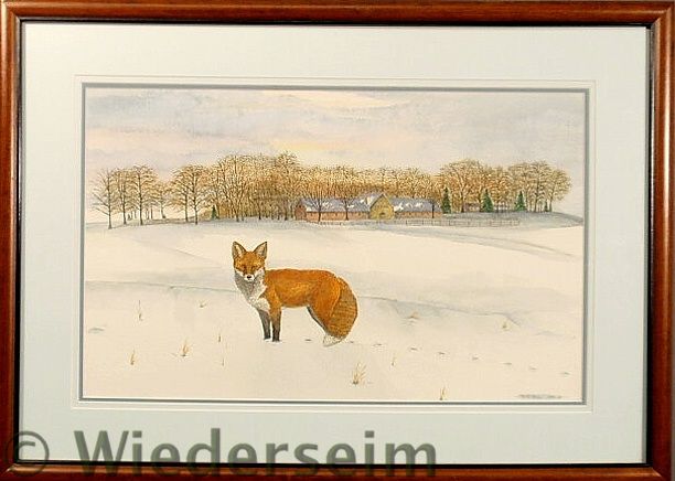 Watercolor painting of a fox in 1582da