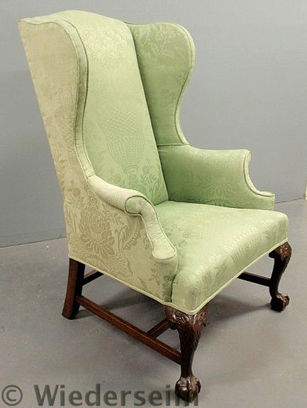 Chippendale style wing chair with