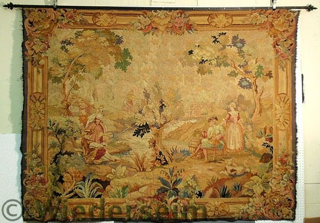 Large colorful Continental tapestry