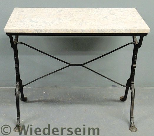 Cast iron patio table with a marble 158375