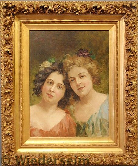 Oil on canvas portrait of two young