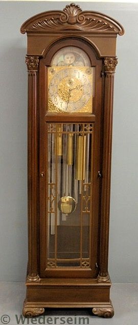 J.E. Caldwell mahogany cased chime clock