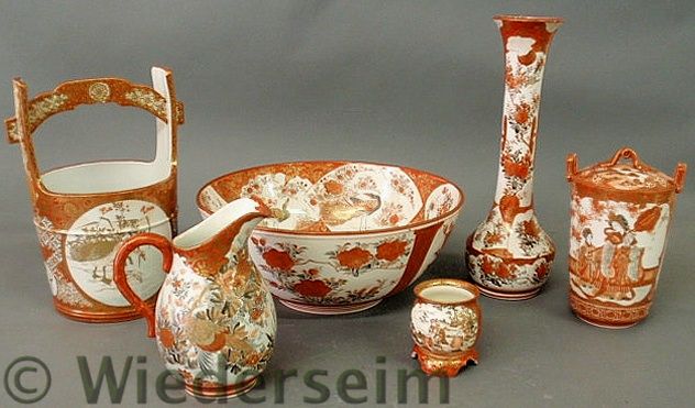Six pieces of Kutani porcelain