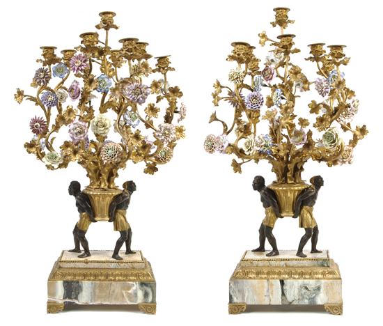 A Pair of French Gilt and Patinated
