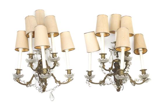 A Pair of French Gilt Bronze Six-Light