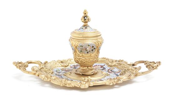 A Continental Gilt Bronze and Champleve