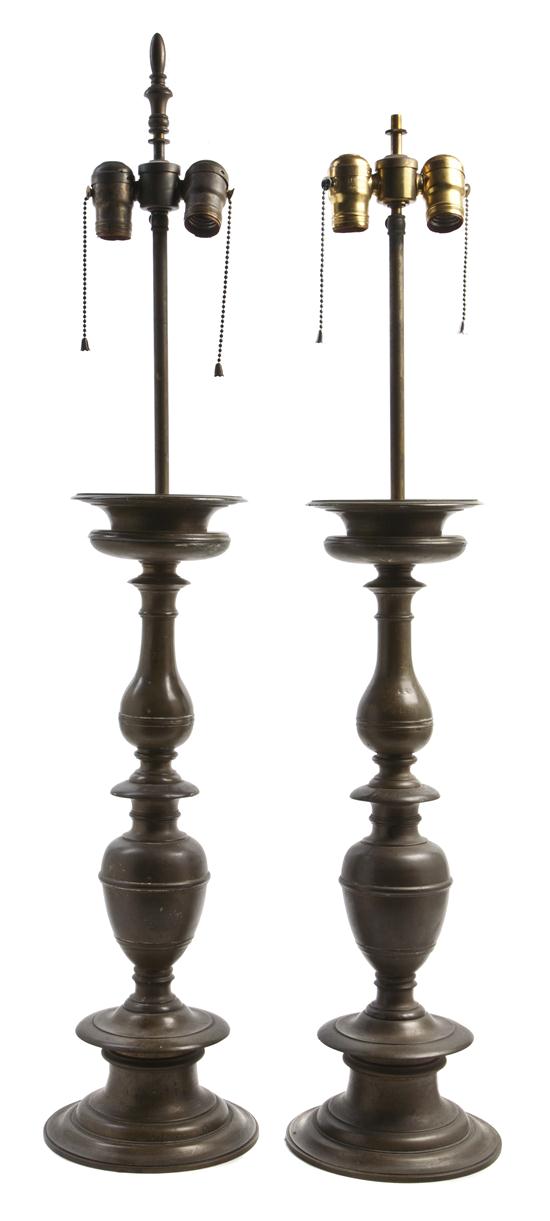 A Pair of Continental Bronze Pricket 155cee