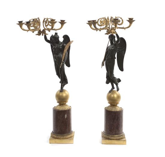 A Pair of Empire Gilt and Patinated