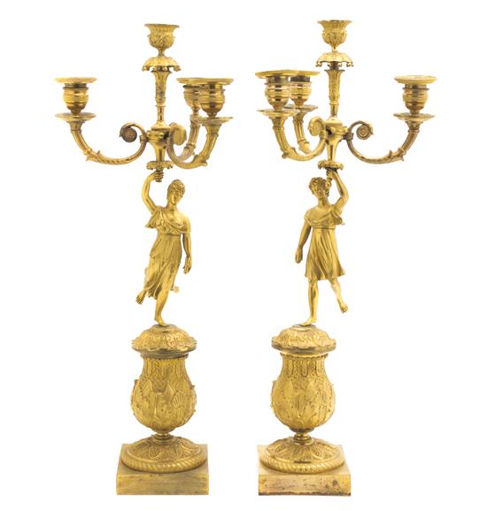 A Pair of Empire Gilt Bronze Four-Light