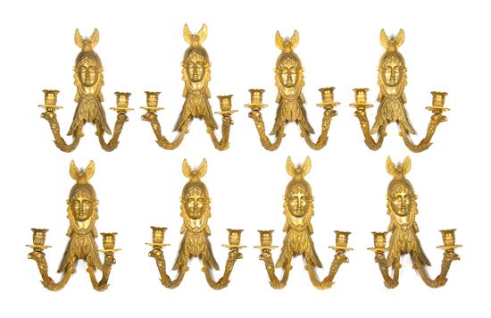 A Set of Eight Empire Style Gilt Bronze