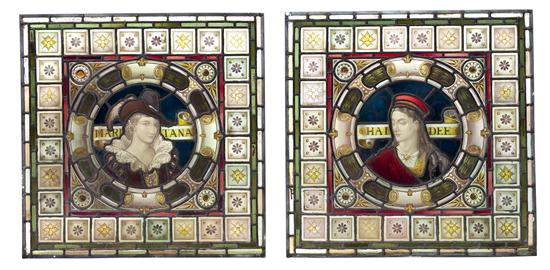 A Pair of Leaded and Stained Glass 155d4f