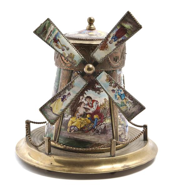 A Viennese Enameled Windmill Form Music