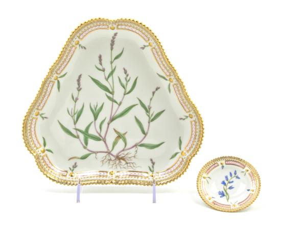 *A Flora Danica Porcelain Tray of triangular