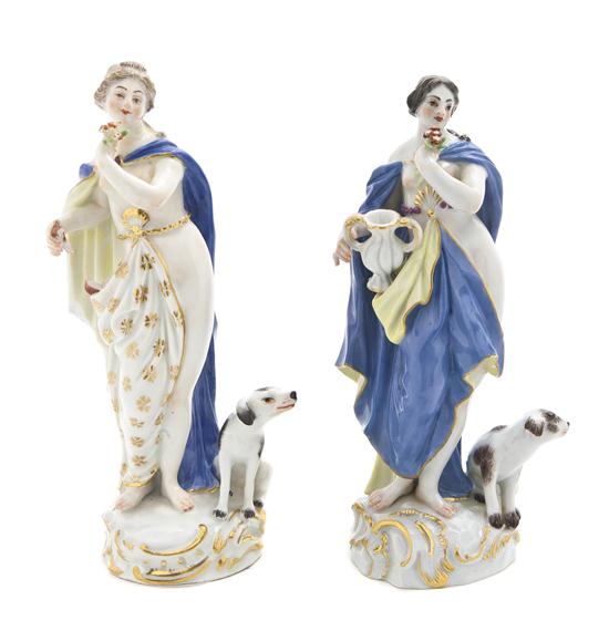 Two Meissen Porcelain Figures each