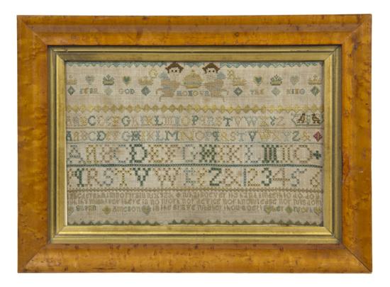 A Needlepoint Sampler 19th century