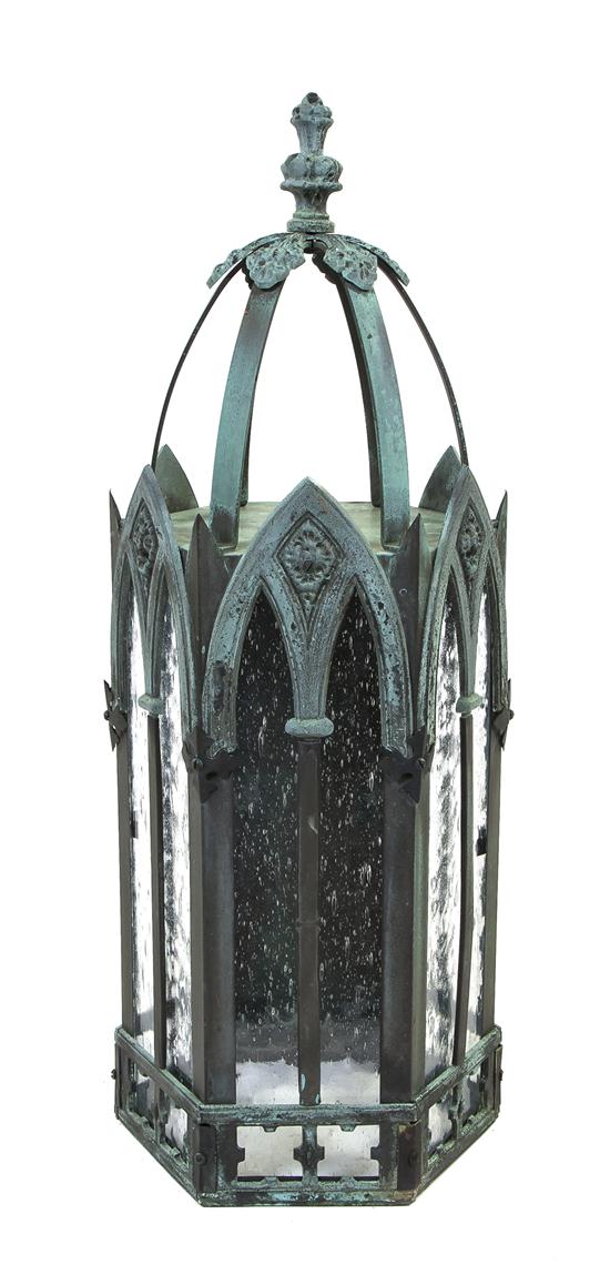 A Gothic Style Verdigris Patinated