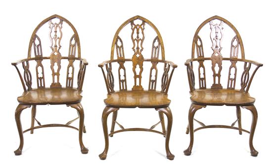 A Set of Three Windsor Armchairs