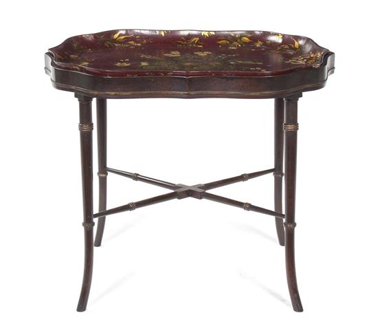 An English Lacquered Tray on Stand