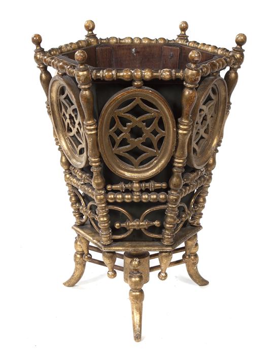 A Victorian Faux Bamboo Giltwood Jardiniere