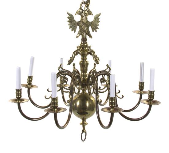 An English Brass Eight-Light Chandelier