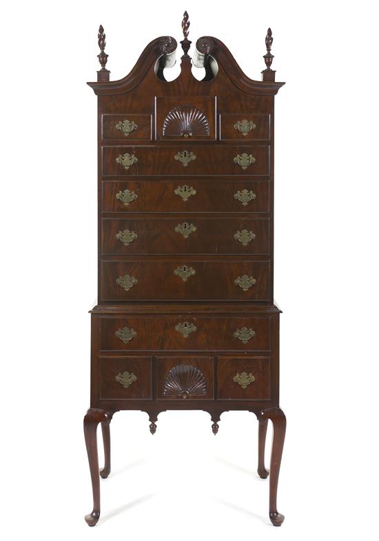 A Queen Anne Style Mahogany Highboy