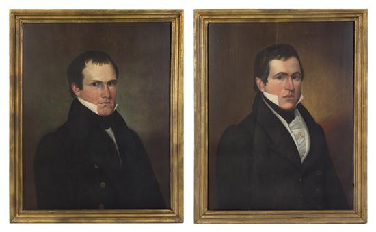 A Pair of American Folk Portraits on