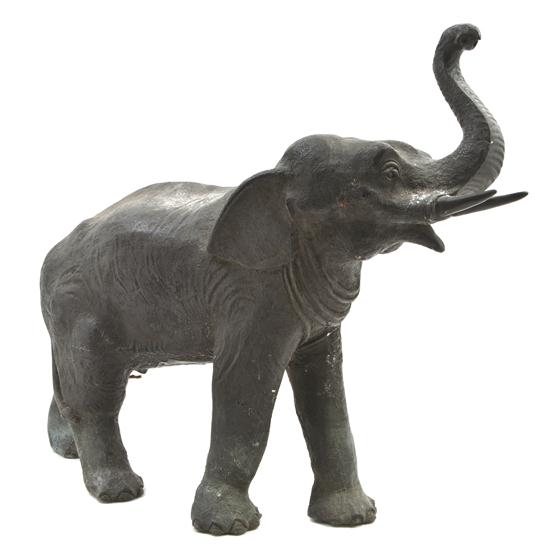 A Bronze Animalier Figure of an Elephant