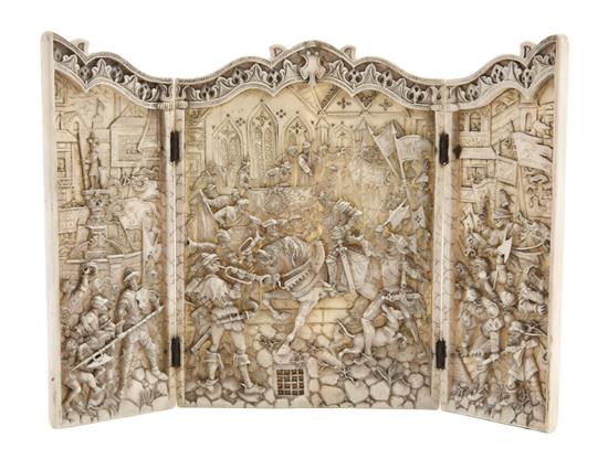  A Continental Carved Ivory Triptych 155f5c