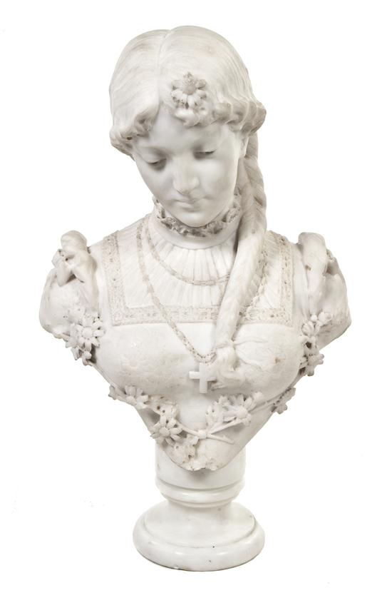 A Continental Carved Marble Bust depicting