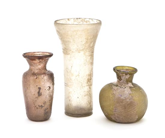 Three Iridescent Glass Vases likely