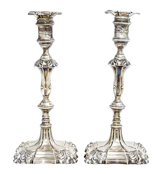 *A Pair of English Silver Candlesticks