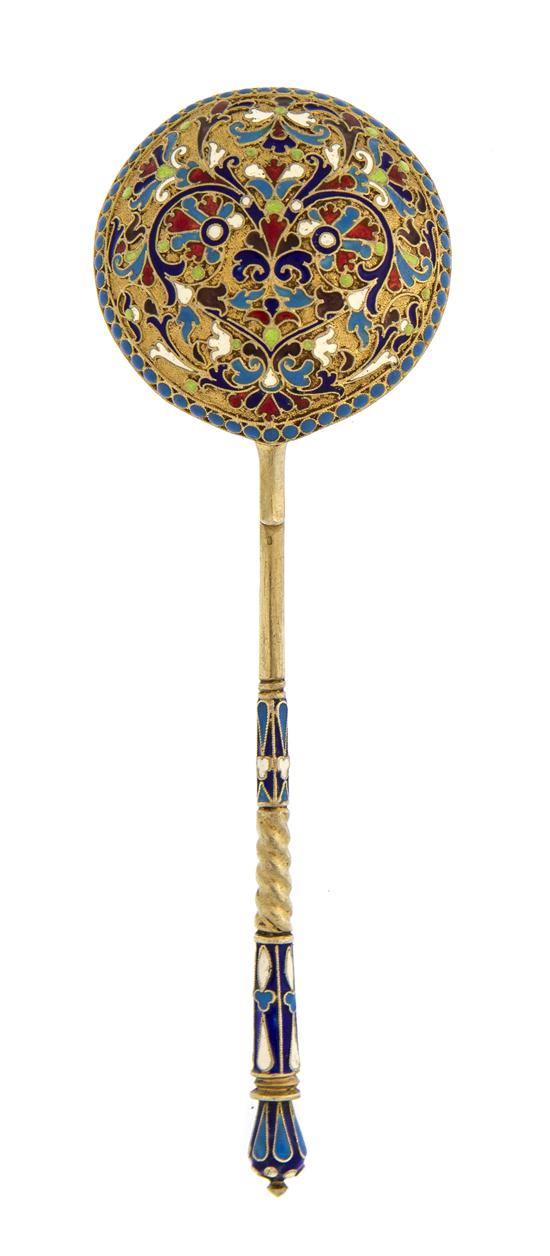 A Russian Enameled Spoon Silver 156034