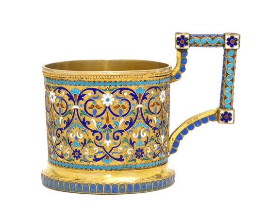 A Russian Silver and Enameled Teacup 156035