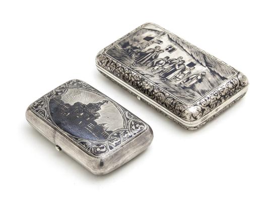 Two Russian Niello Silver Cigarette 156040