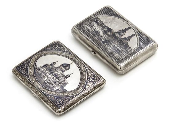 Two Russian Niello Silver Cigarette 156041